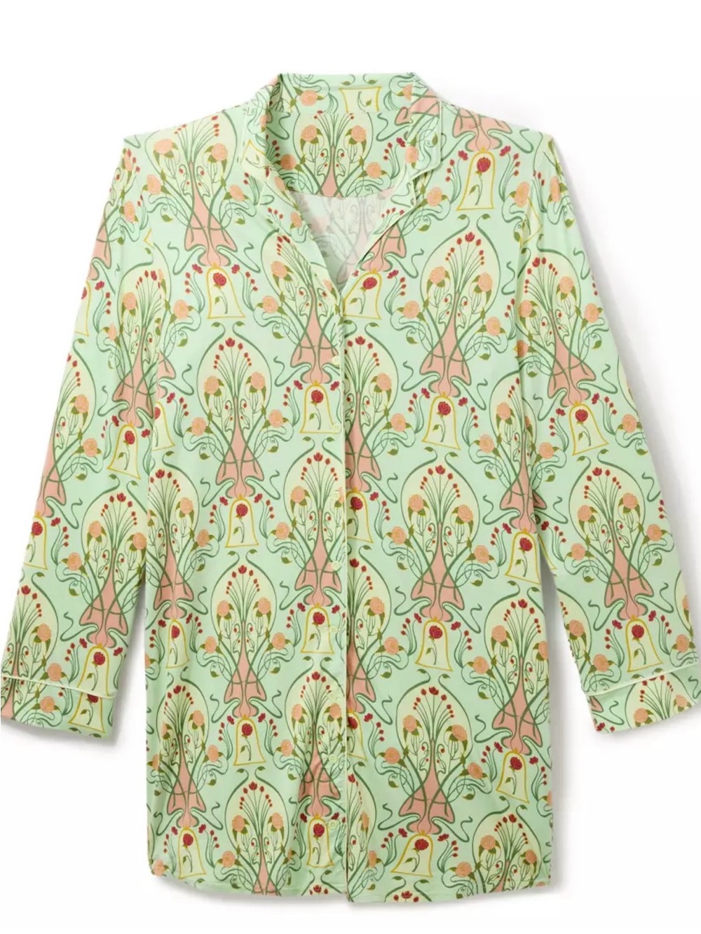 New Disney Beauty & the Beast Mint Floral Rose Print Long Sleeve Nightshirt